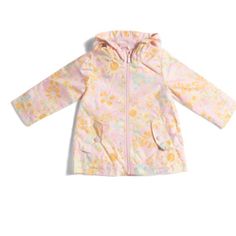 Carters Infant Girls Floral Rain Jacket Spring Hooded Outerwear For Playtime, Long Sleeve Outerwear For Playtime In Spring, Spring Playwear Cotton Outerwear, Spring Cotton Outerwear For Play, Cute Multicolor Outerwear For Playtime, Cute Spring Outerwear, Hooded Outerwear For Spring Playwear, Casual Pink Outerwear For Playwear, Spring Cotton Outerwear For Playtime