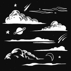 an image of some clouds and planets in the sky