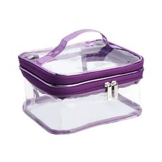 Muellery Waterproof Cosmetics Bag Portable Clear Makeup Bag Zipper Transparent Purple It is a large waterproof makeup pouch for outdoor use or every day. It is perfect for beach, pool, water parks, school, and events. You can store your makeup items, and it is easy to check the contents with transparent, making it convenient to use. It is made of waterproof PVC and has a neat design, so it is good to wear daily as a daily bag. This transparent bag lets you easily see the content and location of Clear Makeup Bag, Clear Makeup, Clear Makeup Bags, Water Parks, Daily Bag, Transparent Bag, Cosmetics Bag, Waterproof Makeup, Makeup Items