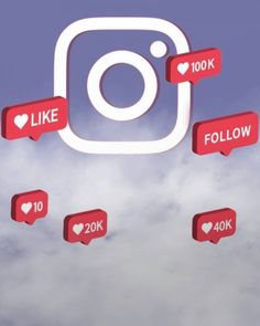 several red social media icons floating in the air