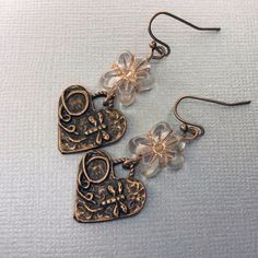 Prom Jewelry Earrings, Thrift Inspo, Boho Earring, Copper Heart, Reno Nv, Bohemian Handmade, Hippie Earrings, Heart Flower, Norma Jean