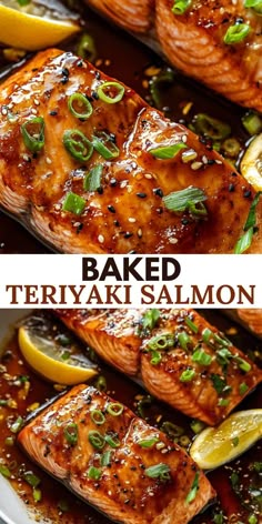 baked teriyaki salmon with lemons and scallions