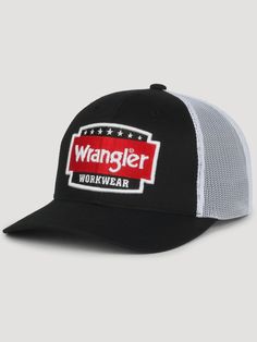 6 panel Cap with Cargo Pockets. Mid Crown Profile with Slightly Pre-curved Visor. Mesh Back Panels and Adjustable Snap Closure. Wrangler Adult Unisex Black/White Cotton/Polyester Trucker Hat | 885792981009 Black Trucker Hat For Outdoor, One Size Fits Most, Black Flat Bill Trucker Hat For Fishing, Black Trucker Baseball Cap For Fishing, Black Mesh Trucker Snapback Hat, Black Six-panel Trucker Hat With Logo Patch, 6 Panel Cap, White Cotton, Hats For Men, Trucker Hat