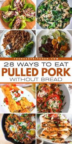 Looking for easy family dinners? Check out these ways to eat pulled pork without bread! Not only will you find main course recipes using shredded pork like sandwiches and bowls, but there are also side dishes and more! Ideas For Shredded Pork, Recipes Using Cooked Shredded Pork, Dinner With Pulled Pork, What To Do With Shredded Pork, Recipes For Shredded Pork, Pulled Pork Dinner Ideas Healthy, Dinners With Pulled Pork, How To Eat Pulled Pork, What To Do With Bbq Pork