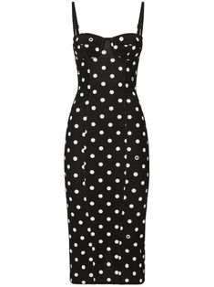 Corset Midi Dress, Dolce Gabbana Dress, Midi Dress Black, City Dress, Form Fitting Dress, Midi Sheath Dress, Polka Dress, Sweetheart Neck, Polka Dot Print