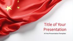 the flag of china waving in the wind on a white background with space for text