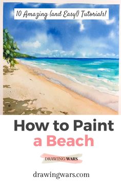 how to paint a beach drawing with watercolors