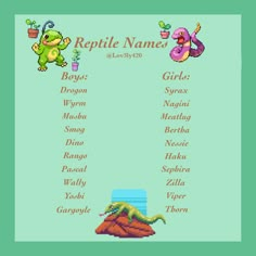 the reptile names in an old computer game