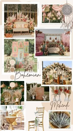 a collage of different pictures with flowers and decorations