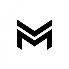 a black and white logo with the letter m on it's left hand side