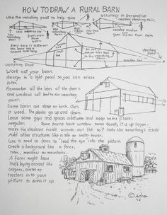 an image of how to draw a rural barn