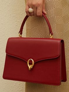 An exclusive offer for you——Affordable prices at Stylewe store, SPU: 11NCL95D633, Color: Red Black, Activity:Commuting, Style:Urban. Elegant Solid Color Satchel For Shopping, Elegant Solid Color Top Handle Satchel, Elegant Solid Color Satchel With Top Handle, Elegant Top Handle Satchel, Elegant Handheld Satchel In Solid Color, Fall Red Bag With Detachable Handle, Red Bag With Detachable Handle For Fall, Red Top Handle Shoulder Bag For Fall, Red Office Bag For Fall