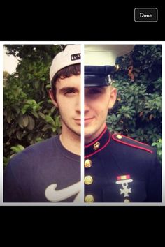 two different shots of a man in uniform