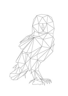 a black and white image of a bird made out of geometric lines on a white background