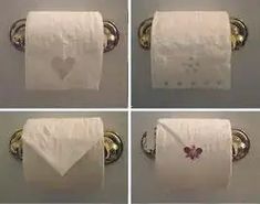 four pictures of different types of toilet paper