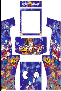 the front and back side of a nintendo wii game console cover with cartoon characters on it