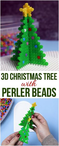 3d christmas tree with perler beads and instructions to make it look like they have been made