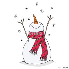 a snowman wearing a scarf and hat