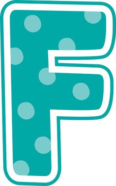 the letter f is made up of white dots on teal green and black background