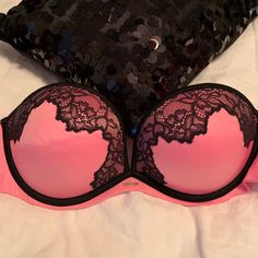 Dark Pink And Black Vs Strapless Bra, Never Worn (Although No Longer Have The Straps). Size 34c. Black Detailing And Piping. Perfect For Valentine’s Day In A Few Weeks! Strapless Partially Lined Bra For Parties, Pink Strapless Bra With Padded Cups, Pink Stretch Bra For Night Out, Strapless Party Bra With Padded Cups, Party Bandeau Bra With Padded Cups, Victoria's Secret Strapless Bra With Built-in Support, Pink Strapless Bra, Strapless Bra, Pink And Black