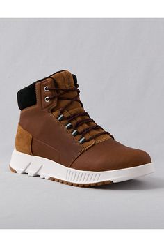 Mid-top silhouette/Waterproof leather upper/Comfortable EVA footbed/Molded rubber outsole/Not eligible for promotions | Only ships within the USA Sporty Leather Boots With Removable Insole, Brown Leather Waterproof Sneakers, Waterproof Brown Leather Sneakers, Sporty Waterproof Leather Boots With Removable Insole, Brown Synthetic Waterproof Boots, Functional Low-top Leather Waterproof Boots, Sporty Leather Waterproof Boots With Round Toe, Brown Waterproof Boots With Textured Sole For Outdoor, Outdoor Boots With Textured Synthetic Sole