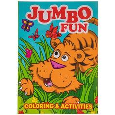 the jumbo fun coloring and activities book is shown in front of a white background