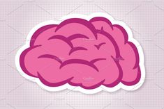 a pink brain sticker sitting on top of a piece of paper