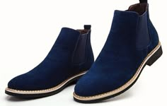 Casual Blue Boots For Workwear, Mens Suede Boots, Quality Leather Boots, Custom Design Shoes, Handcrafted Boots, High Ankle Boots, Chelsea Boots Men, Slip On Boots