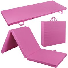 pink folding mat with handles and carrying bag