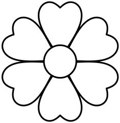 a flower with hearts in the middle and one heart on it's center, coloring page