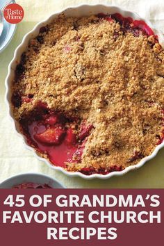 the cover of a cookbook for grandma's favorite church recipes, including pies and desserts