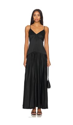 Find CAMI NYC Jennelyn Gown on Editorialist. CAMI NYC Jennelyn Gown in Black. - size 12 (also in 4) CAMI NYC Jennelyn Gown in Black. - size 12 (also in 4) Self: 75% acetate 25% polyester Lining: 100% viscose. Made in China. Dry clean only. Partially lined. Hidden back zipper closure. Adjustable shoulder straps. Satin fabric with pleated skirt. CAMN-WD115. F24-D07. The search for the perfect silk camisole is over. Cami NYC designs the perfect staple piece to compliment your wardrobe and refine yo Jazzy Wedding, Pleat Dress, Strapless Evening Dress, Classic Feminine, Nyc Design, Cami Nyc, Black Slip Dress, Silk Camisole, Pleated Maxi Dress