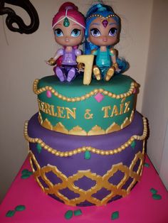 Nice shimmer and shine birthday cake Sparkle And Shine Birthday Cake, Shimmer And Shine Drawings, Shimmer And Shine Birthday Cake, Shimmer From Shimmer And Shine, 5th Birthday, Diaper Cake, Birthday Cake, Birthday Party