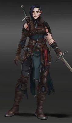 a character from the video game overwatch with two swords in her hand and wearing armor