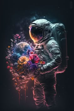 #wallpaper #papeldeparede #wallpaperspace #wallpapergalaxy Floral Astronaut, Outer Space Art, Astronaut Wallpaper, Astronaut Art, Space Artwork, Jar Art, Big Art, Space And Astronomy, Science Art