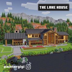 this is an artist's rendering of the lake house in minecraft, which has been created by pantergirl