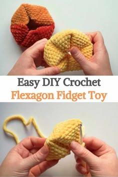 Easy Crochet Flexagon Fidget Toy Pattern for Kids Sensory Sewing Projects, Knitted Sensory Toys, What To Crochet To Sell, Cool Small Crochet Projects, Yarn Fidget Toys, Crochet Stuff That Sells, Amigurumi Fidget Toy, Amigurumi To Sell, Silent Fidget Crochet