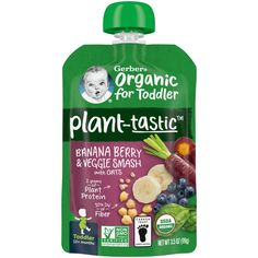 organic for toddler plant - tastic banana berry and veggie smash pouch