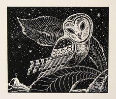 an owl is flying through the night sky