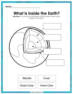 an earth worksheet for kids to learn about the layers of the earth and how they