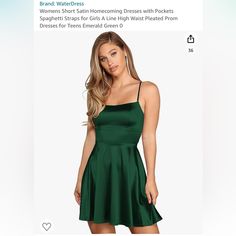 Brand New Green Dress With Pockets. Teen Prom Dresses Short Green, Enchanted Forest Theme Hoco Dress, Dark Green Dance Dresses, Semi Formal Green Dress, Dark Green Dress Short, Green Homecoming Dress, Green Hoco Dress, Flowy Dress Short, Hoco 2024