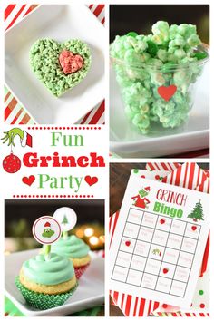 How to Throw a Grinch Party-This fun Grinch themed Christmas party is super fun to throw! Watch the Grinch movie while you eat these great treats, play these fun games and have this fabulous holiday party! #thegrinch #christmasparty #christmas #christmaspartyideas Grinch Themed Christmas Party, Grinch Desserts, Grinch Dinner, Grinch Treats, Grinch Themed Christmas, Grinch Night, Themed Christmas Party, Grinchmas Party, Grinch Ideas