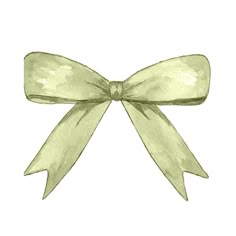 a watercolor drawing of a green bow on a white background with clippings