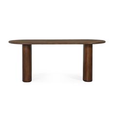 an oval wooden table with two legs on the top and one leg raised up to the ground