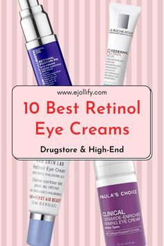 The anti aging benefits of retinol are often overlooked when talking about under eye care. But the best retinol eye creams can significantly improve your overall look by getting rid of crow's feet, wrinkles, lines, dark circles, pigmentation and puffiness around your eye area. So here's 10 of the best retinol eye creams from drugstore to high end brands to include in your anti aging skincare routine. #retinoleyecream Best Eye Cream For Puffiness, Best Eye Cream For Wrinkles 40s, Under Eye Care, Best Retinol Eye Cream, Under Eye Wrinkle Cream, Best Eye Serum, Best Retinol Cream, Retinol Products, Best Retinol