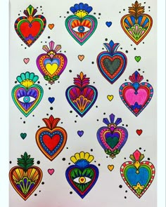 an image of colorful hearts on white paper