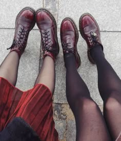 DOUBLE DOC'S: The Vgan 1460 and 1461 in cambridge brush, shared by annabell__lee. Oxblood Doc Martens Outfit, Annabell Lee, Doc Martens Outfit, Grunge Fashion Soft, Sarada Uchiha, Classy And Fabulous, Designer Boots, Red Shoes