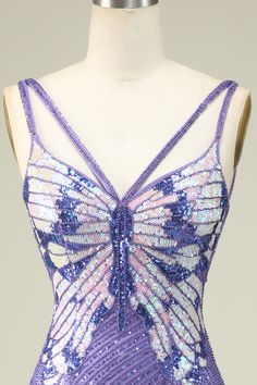 Butterfly Dress Hoco, Iridescent Hoco Dress, Purple Sparkly Outfit, Butterfly Hoco Dress, Butterfly Homecoming Dress, Gorgous Dresses, Homecoming Styles, Short Purple Dress, Purple Concert