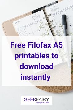 a notebook with the title free filofax a5 printables to download instantly