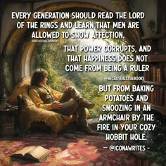 a man sitting on top of a chair in front of a book shelf filled with books